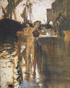 Two Nude Bathers Standing on a Wharf (mk18)